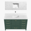 Luxury Dark Green Bathroom Vanity with Gold Pulls & Massive Soft-Close Storage