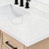 Natural Oak Bathroom Vanity Cabinet with Black Pulls & Large Soft-Close Storage