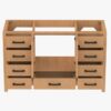 9 Warm Oak Bathroom Vanity Cabinet with Black Pulls & Large Symmetric Soft-Close Storage