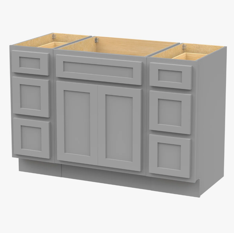 Light Gray Shaker Vanity Base Cabinet with Spacious Silent Soft-Close Storage