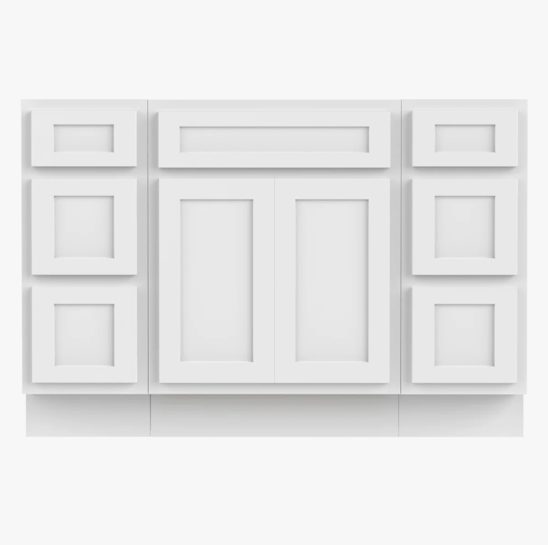 Bright White Shaker Vanity Base Cabinet with Spacious Silent Soft-Close Storage
