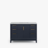 9 Elegant Navy Bathroom Vanity with Gold Hardware, Large Soft-Close Storage & Marble Top