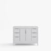 9 Minimalist White Bathroom Vanity with Silver Hardware, Spacious Soft-Close Storage & Marble Top