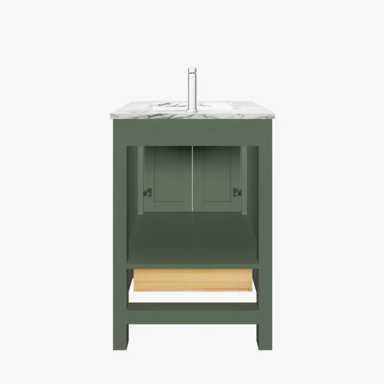 9 Modern Sage Green Bathroom Vanity with Double Soft-Close Doors & Large Storage Drawer