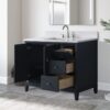 Contemporary Reeded Wood Bathroom Vanity with Split Storage & Full Anti-Slam Soft-Close Hardware