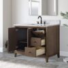 9 Contemporary Reeded Wood Bathroom Vanity with Split Storage & Full Anti-Slam Soft-Close Hardware