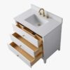 9 Large Storage Fluted White Bathroom Vanity with Full Soft-Close Solid Wood Drawers