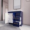 Luxury Gloss Navy Bathroom Vanity with Split Storage Zones & Soft-Close System