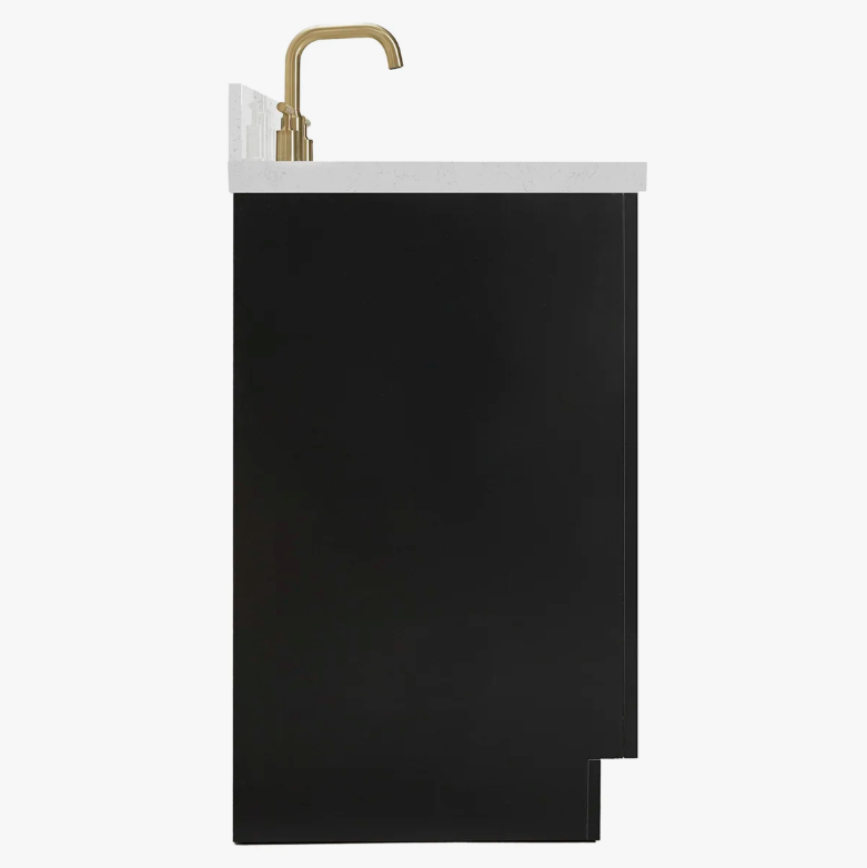 9 Contemporary Matte Black Bathroom Vanity with Full Soft-Close Slides & Spacious Wooden Drawers