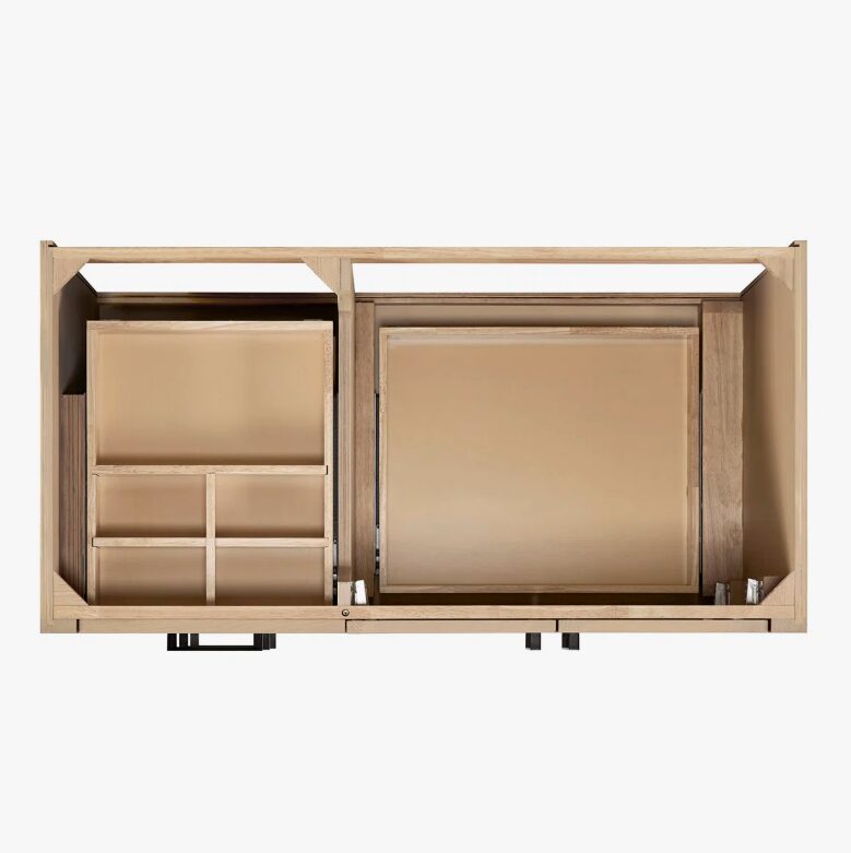 Contemporary Light Oak Wood Bathroom Vanity with Full Soft-Close Hardware & Solid Pine Drawer Boxes