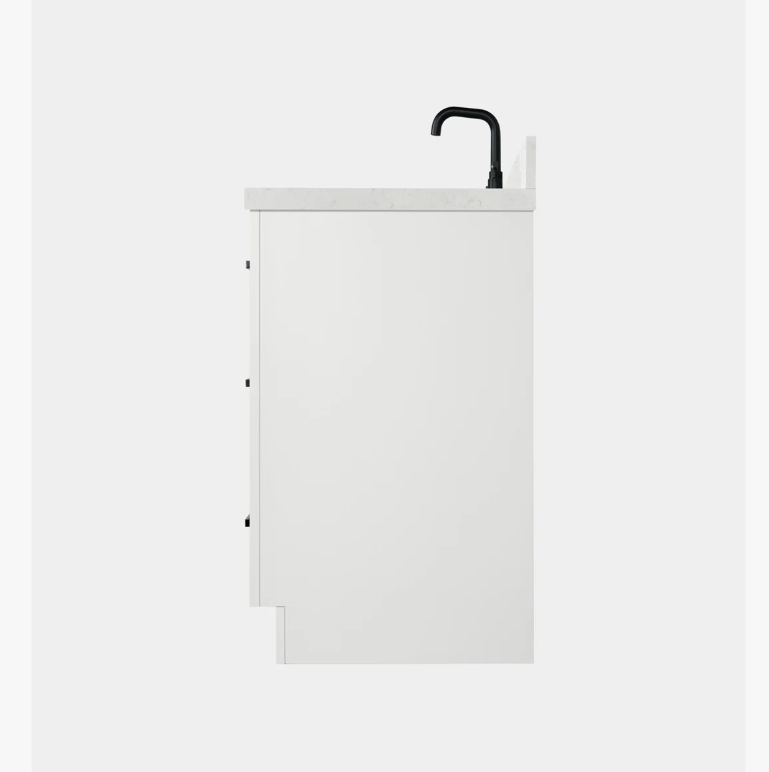 Minimalist White Wood Bathroom Vanity with Full Soft-Close Hardware & Solid Pine Drawer Boxes