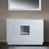 Contemporary Gloss White Bathroom Vanity with Full Soft-Close Slides & Natural Marble Countertop