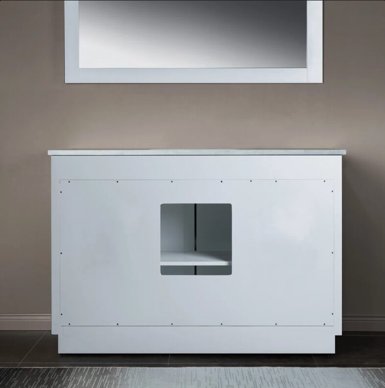 Contemporary Gloss White Bathroom Vanity with Full Soft-Close Slides & Natural Marble Countertop