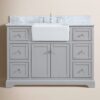 9 Transitional Light Grey Bathroom Vanity with Full Soft-Close Hardware & Natural Marble Countertop