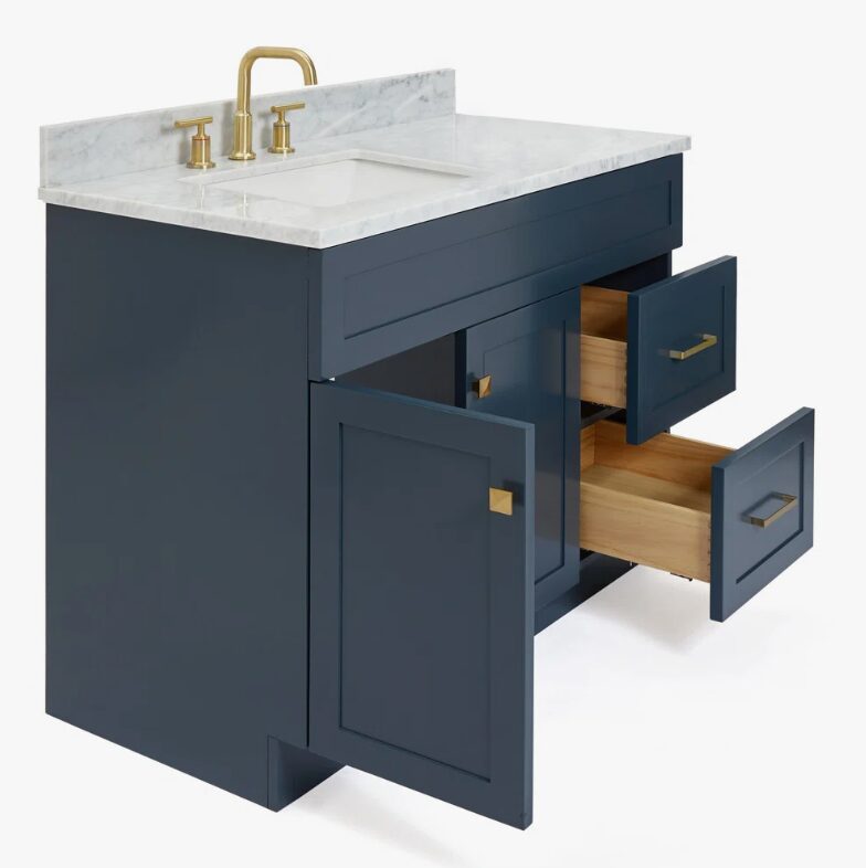Transitional Shaker Bathroom Vanity with Soft Close Drawers & Large Cabinet Storage