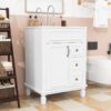Classic White Bathroom Vanity with Soft Close Drawers Multi-Zone Storage & Decorative Wood Legs