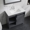 9 Rustic Farmhouse Grey Sliding Barn Door Vanity Spacious Dual Storage Design