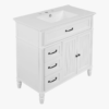 9 36" Freestanding White Farmhouse Bathroom Vanity with Multi-Drawer & Double Cabinet Doors