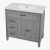 9 Cottage Style Grey Beadboard Bathroom Vanity Soft Close Drawers Split Organized Storage Layout