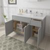 Neutral Light Gray Shaker Vanity Base Cabinet with Large Divided Storage for Bathroom Remodel