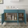 Vibrant Teal Shaker Vanity Base with Spacious Split Storage for Bathroom Renovation