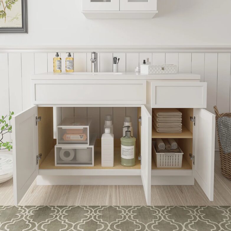 Freestanding Recessed Panel Vanity Base for Custom Sink Countertop