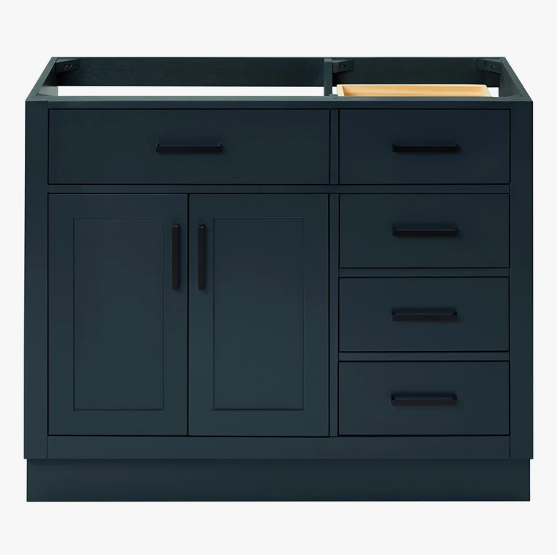 Modern Navy Solid Wood Vanity Base with Dovetail Drawers for Bathroom Remodel