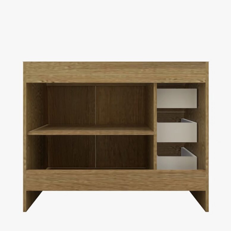 Farmhouse Oak Vanity Cabinet with Soft-Close Storage for Scandinavian & Rustic Bathroom Renovation