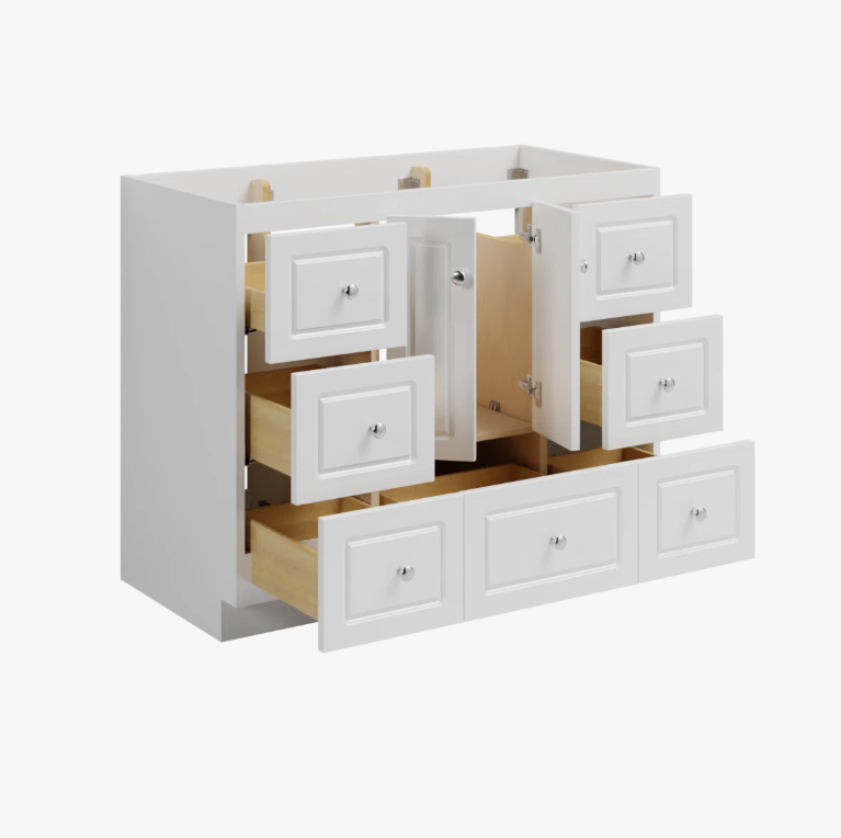 9 Clean White Shaker Vanity Base Cabinet with Full Soft-Close Storage for Coastal & Farmhouse Bath Renovation